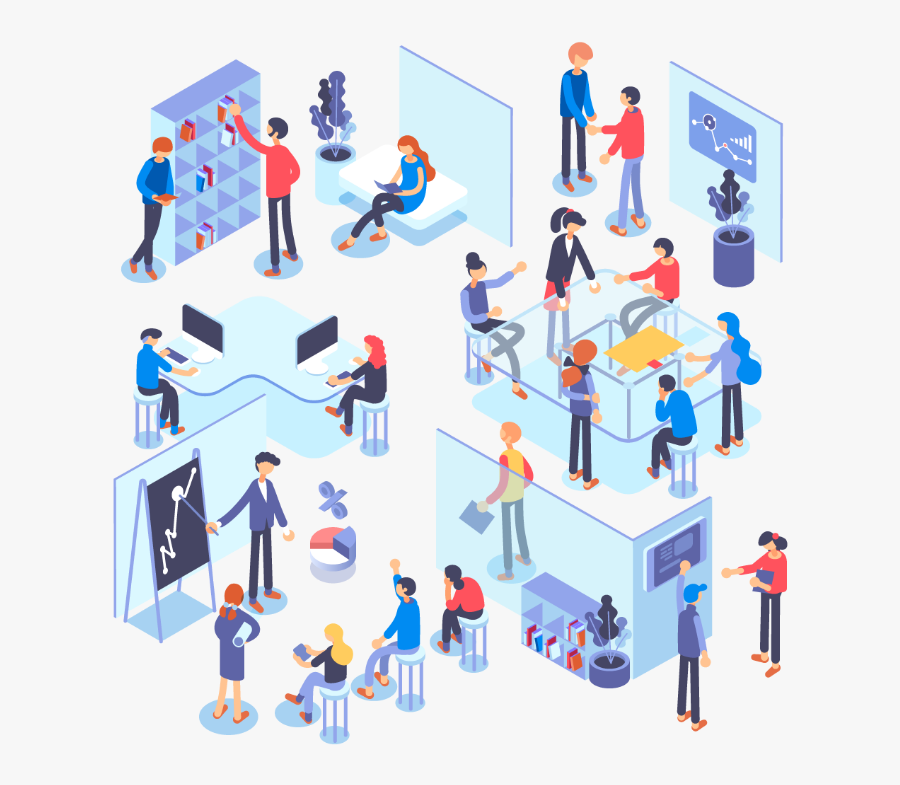 Isometric Team Illustration, Transparent Clipart