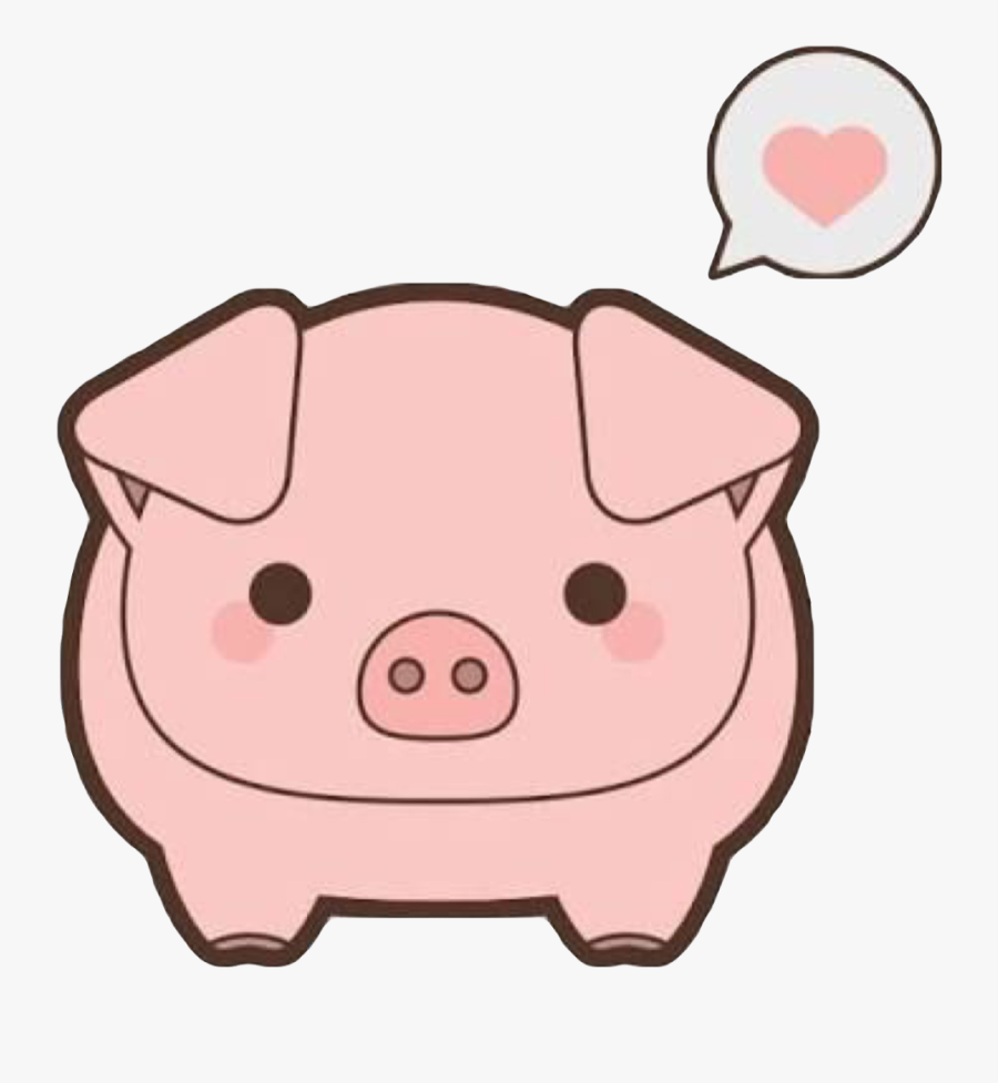 #pig #pink #cute #kawaii #heart #mud #dirty #pork #oink - Dibujos De Cerdos Kawaii, Transparent Clipart