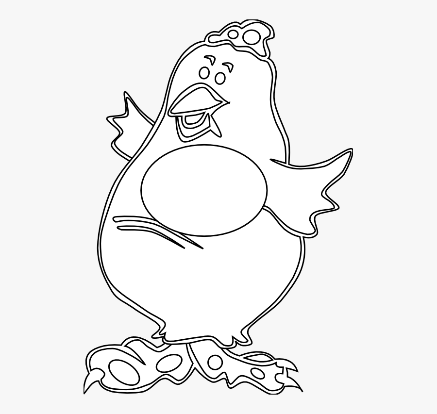 Chick Black White Line Art 555px - Cartoon, Transparent Clipart