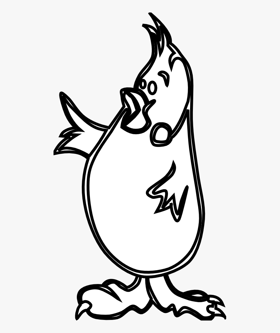 Chick 4 Black White Line Art 555px - Cartoon, Transparent Clipart