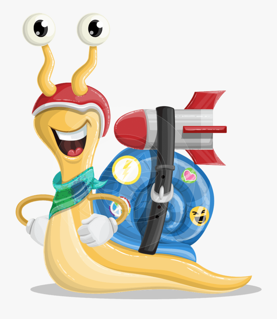 Vector Animal Cartoon Character - Speedy Snail, Transparent Clipart