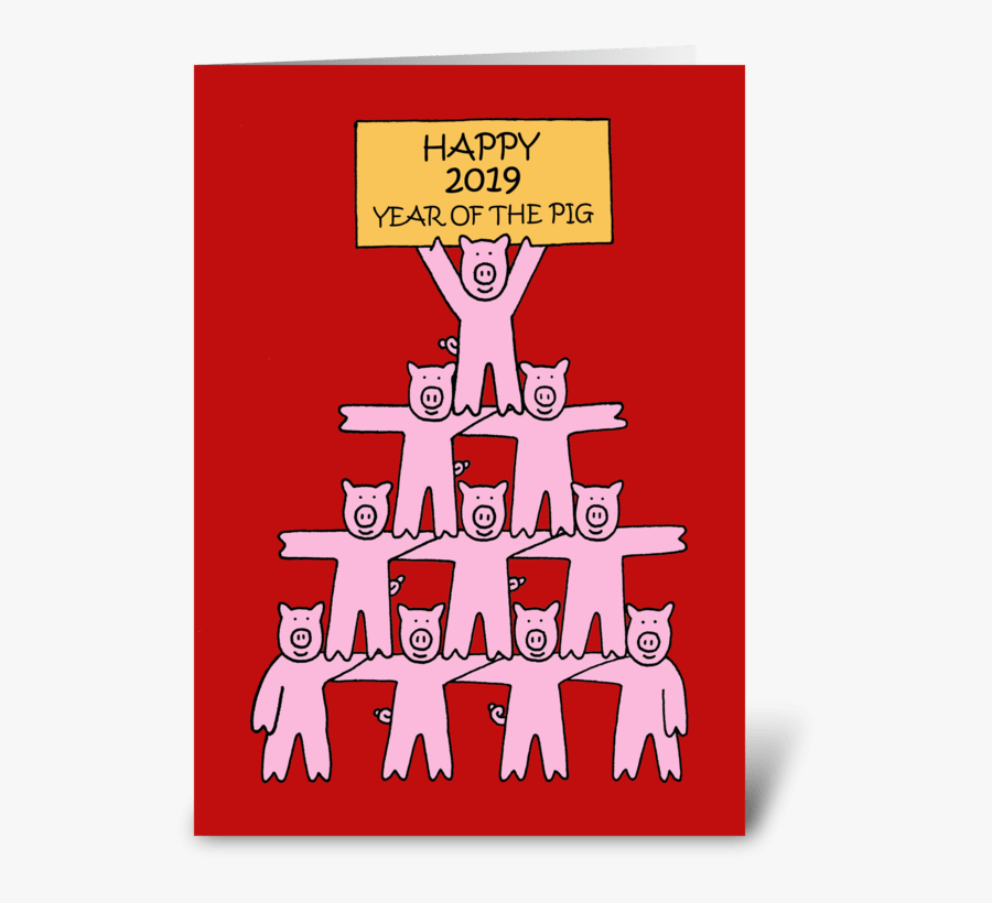 2019 Chinese New Year Of The Pig Greeting Card - Arty Pig Year Wishes, Transparent Clipart