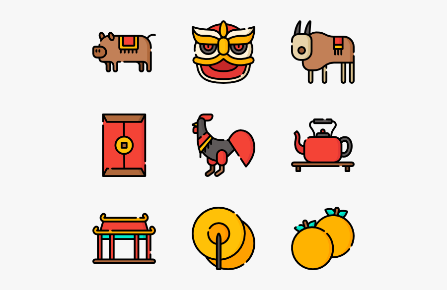 Chinese New Year - Burger Icons, Transparent Clipart