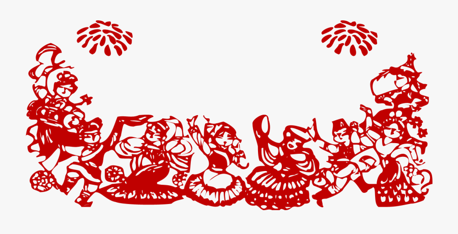 Chinese New Year Silhouette Papercutting Chinese Paper - Philippines Folk Dances Boarders And Design, Transparent Clipart