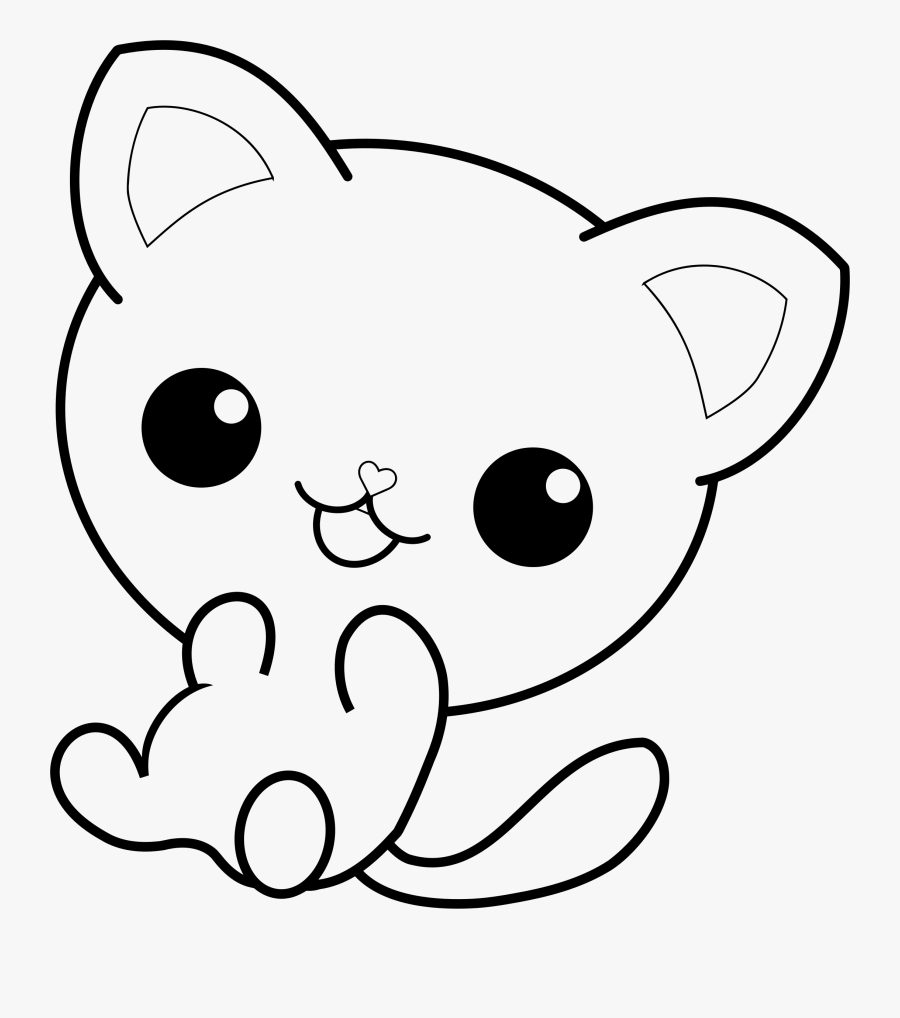 Kawaii Cat Coloring Pages Clipart , Png Download - Kawaii Dibujos Para Dibujar, Transparent Clipart