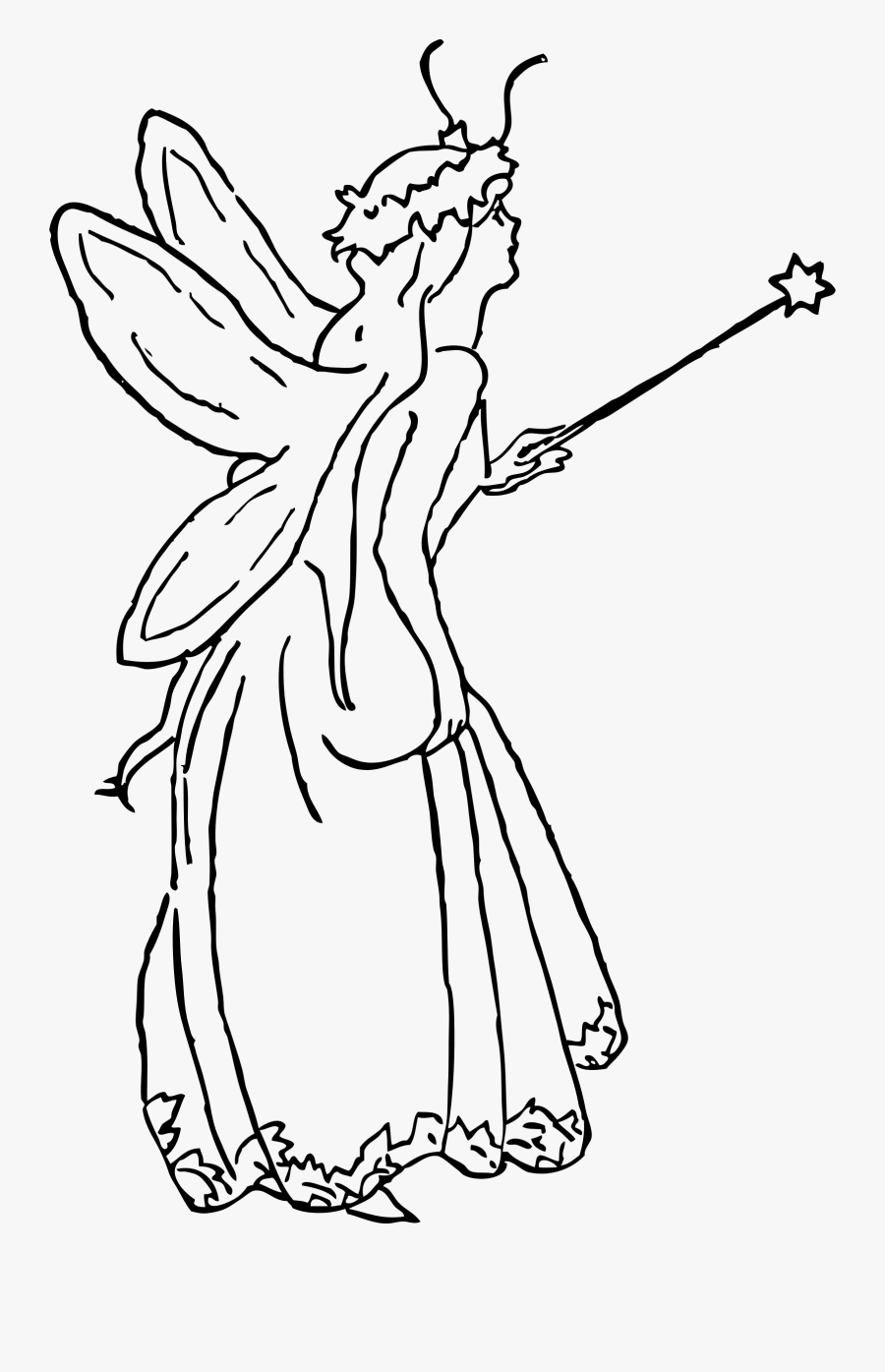 Fairy Clipart Outline - Fairy Black And White Clipart, Transparent Clipart