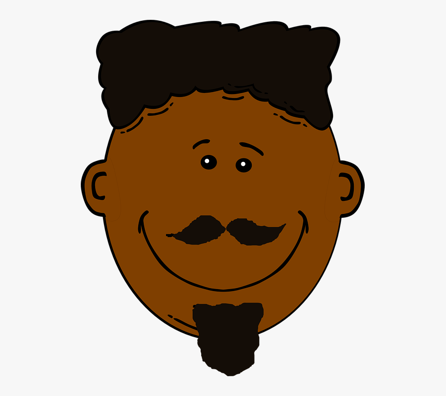 Black Hair Clipart Man Face - Black Man Cartoon Face, Transparent Clipart