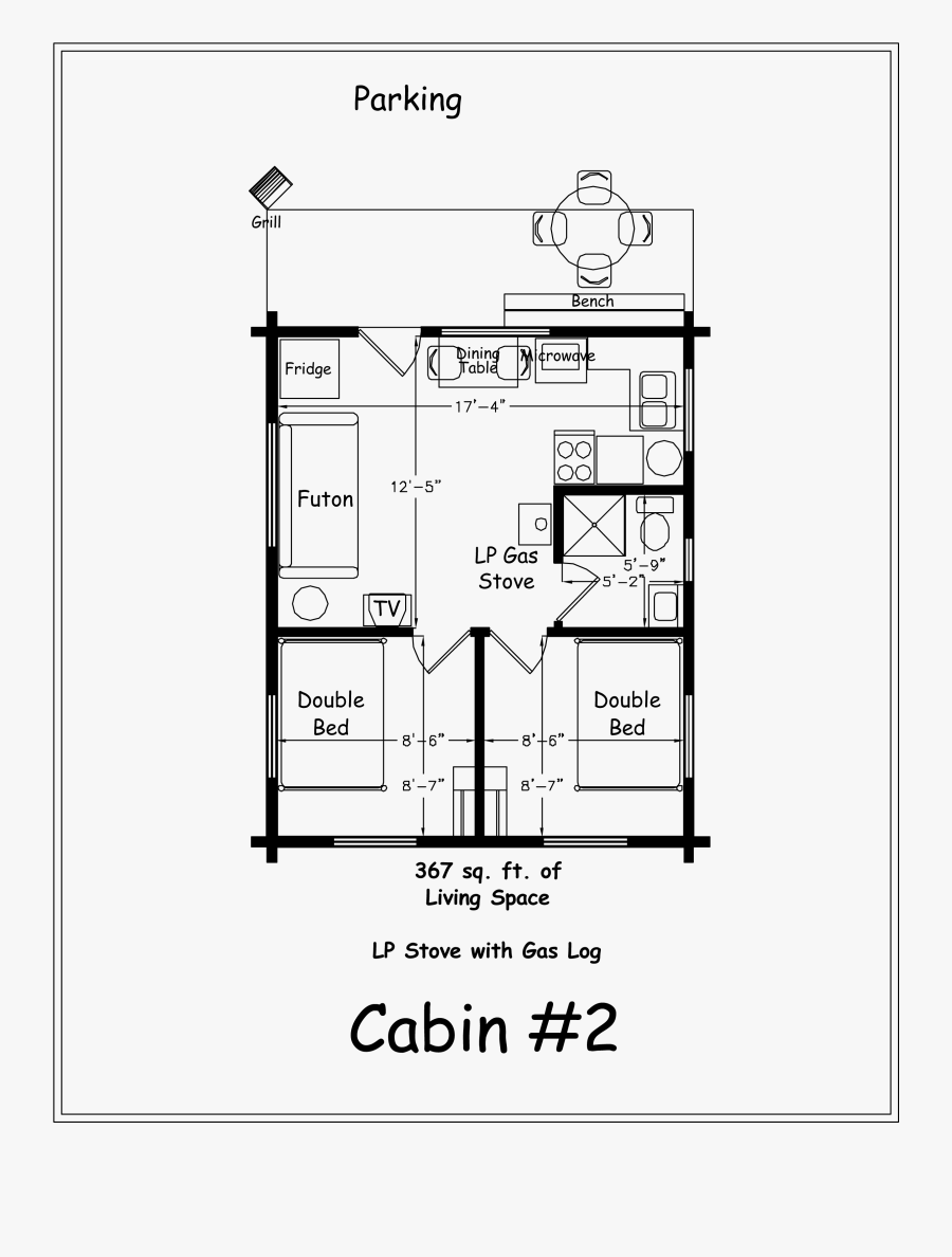 Simple Log Cabin Drawing At Getdrawings - 2 Bedroom Cabin Layout, Transparent Clipart