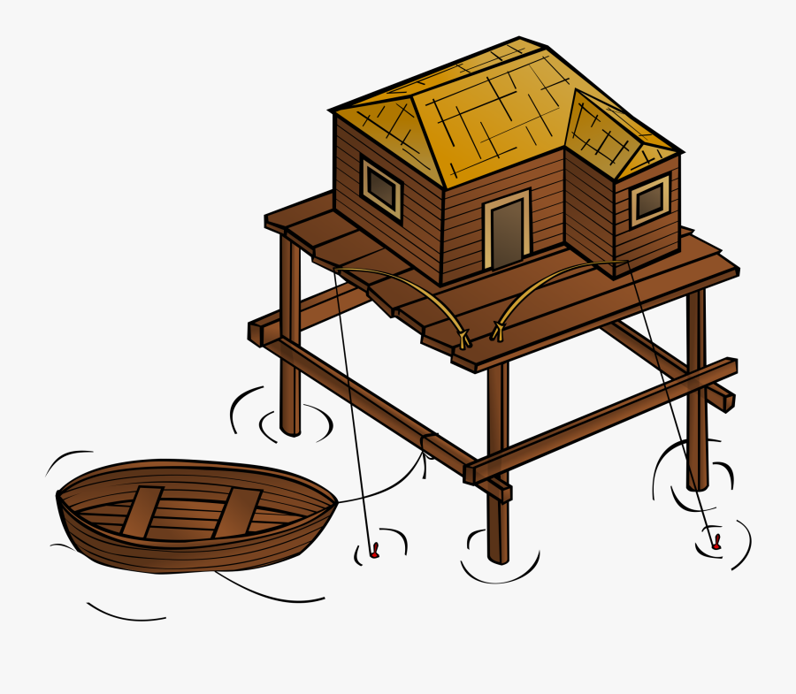 Transparent House On Stilts Clipart , Png Download - Wooden House Clip Art, Transparent Clipart