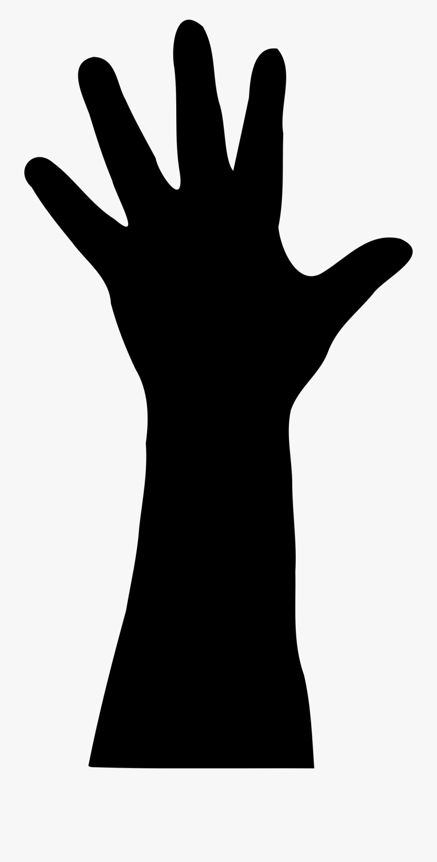 Free Raised Hand In Silhouette - Silhouette Hand Reaching Out, Transparent Clipart