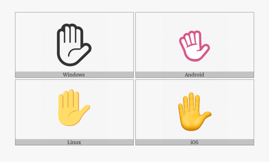 Raised Hand On Various Operating Systems - Emoticon, Transparent Clipart