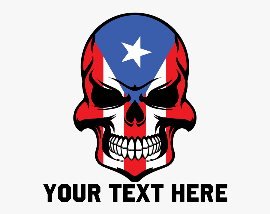 Puerto Rican Flag Skull Drinking Glass - Cool Puerto Rican Flag, Transparent Clipart
