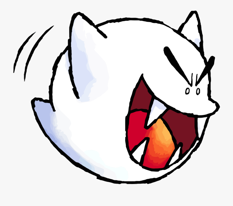 Yoshi Clipart Head - Super Mario World Boo Art, Transparent Clipart