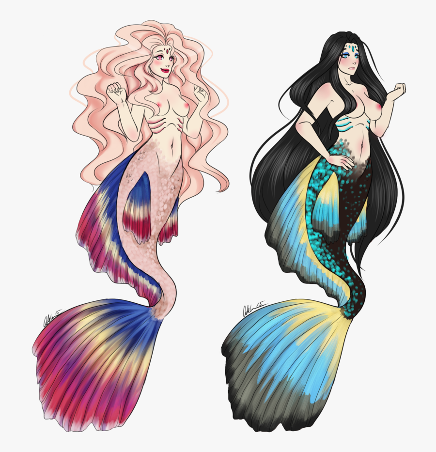 Png Transparent Mermaid Adopt Closed By - Mermaid And Merman Drawing, Transparent Clipart