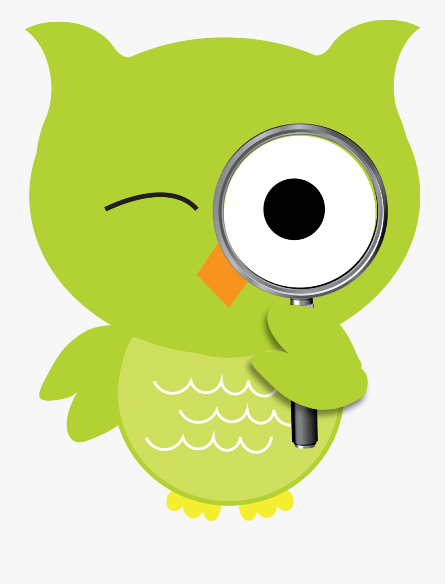 Green Owl With Magnifying Glass Storyrider Hootie - Owl With Magnifying Glass Clipart, Transparent Clipart