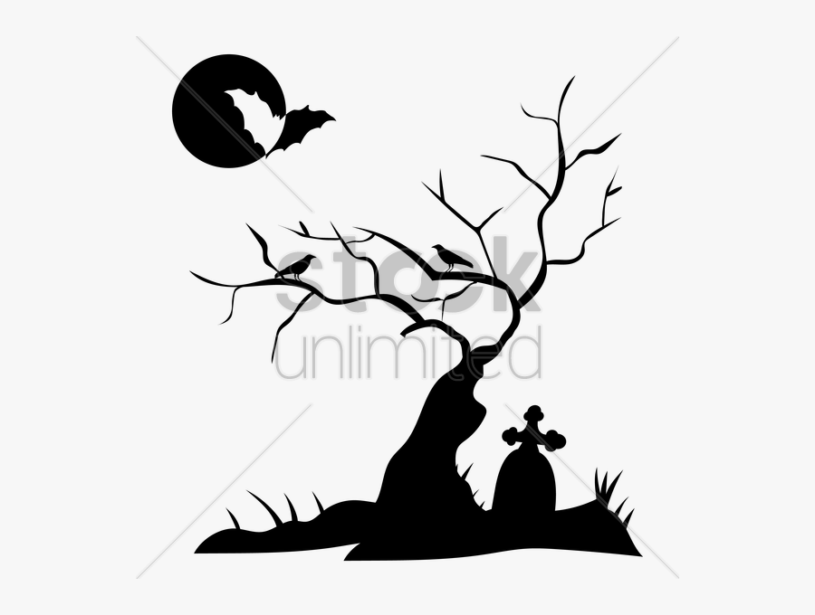 Silhouette Of Grave Clipart Headstone Clip Art - Grave Tree Vector Png, Transparent Clipart