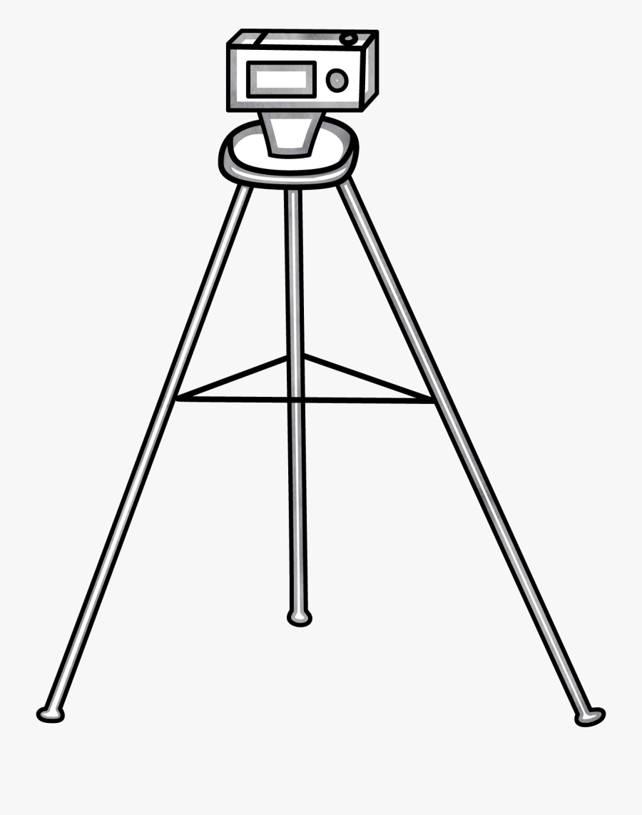 Camera On Tripod - Line Art, Transparent Clipart