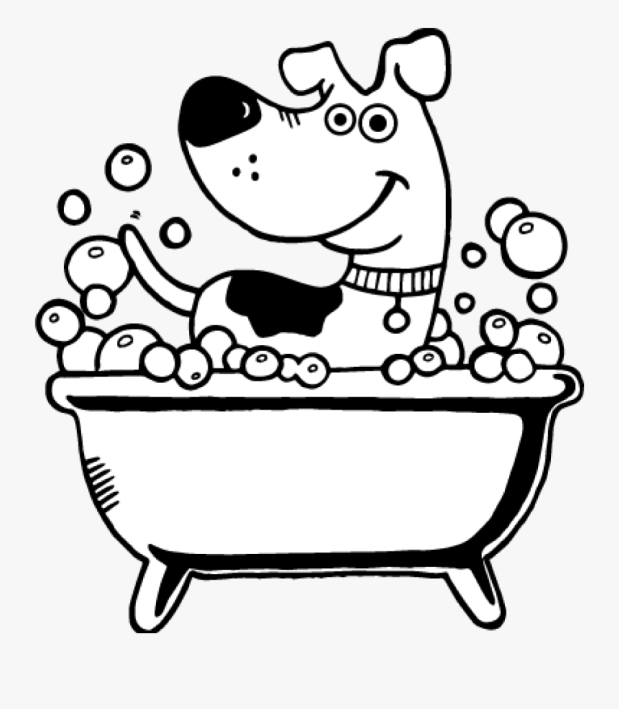 Free Download Collection Of - Dog Bath Clip Art Black And White, Transparent Clipart
