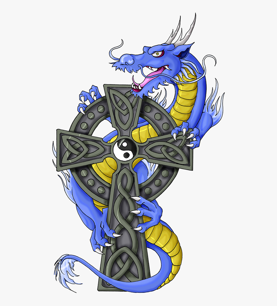 Transparent Arm Clipart Png - Celtic Cross And Dragon Tattoos, Transparent Clipart