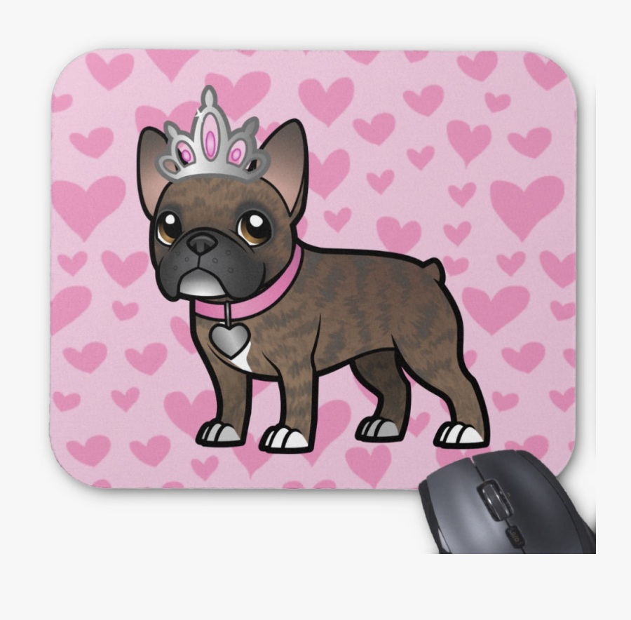 Clip Art Cute Brindle Mousemat Things - Cute French Bulldog Cartoon, Transparent Clipart