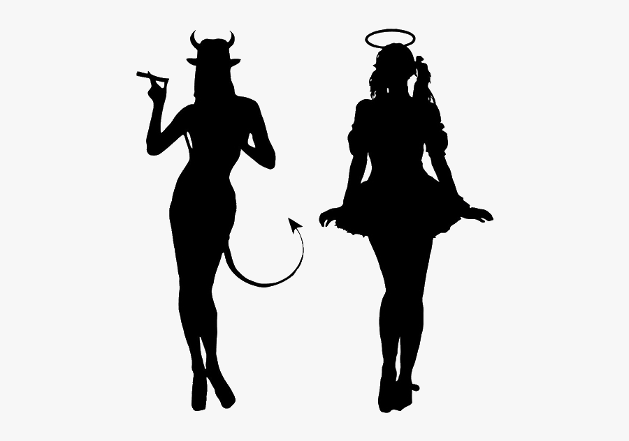 Devil Shoulder Angel Decal Clip Art - Angel And Devil, Transparent Clipart