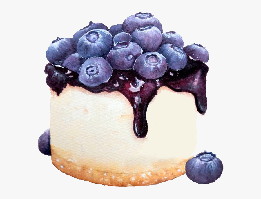 Transparent Watercolor Cake Clipart - Blueberry Cake Clipart, Transparent Clipart