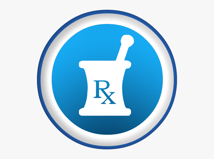 Mortar Pestle Rx Symbol Blue Button - Rx Pharmacy Icon Free, Transparent Clipart