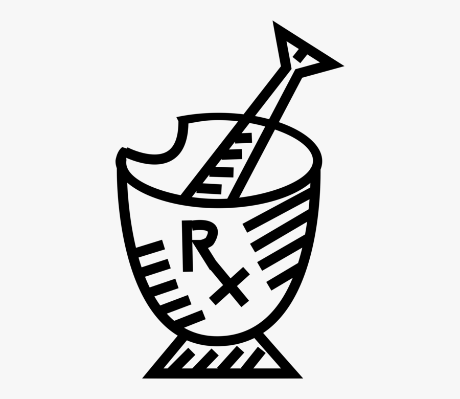 Vector Illustration Of Mortar And Pestle Prepare Ingredients - Emblem, Transparent Clipart