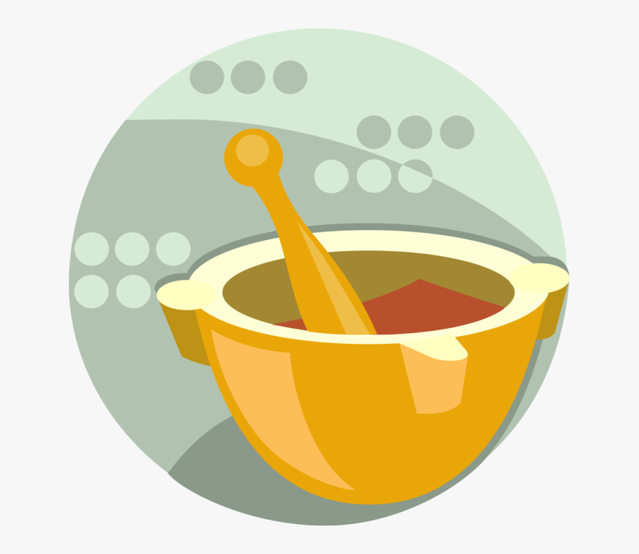 Vector Illustration Of Mortar And Pestle Prepare Ingredients - Dish, Transparent Clipart