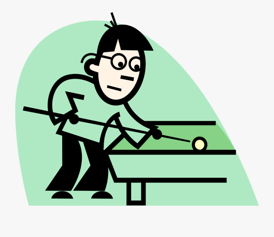 Vector Illustration Of Sport Of Billiards Pool Player - Kid Speaking, Transparent Clipart