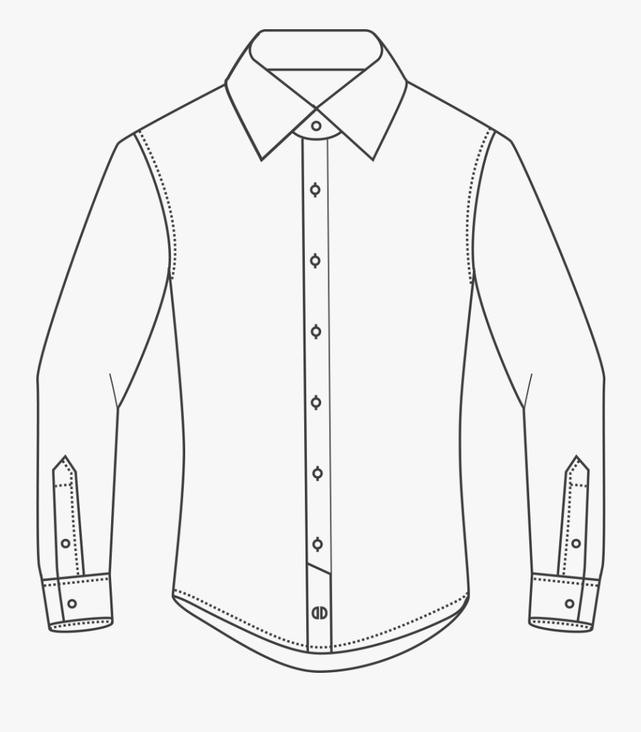 Shirt Collar Drawing At - Dress Shirt Shirt Clipart Black And White, Transparent Clipart