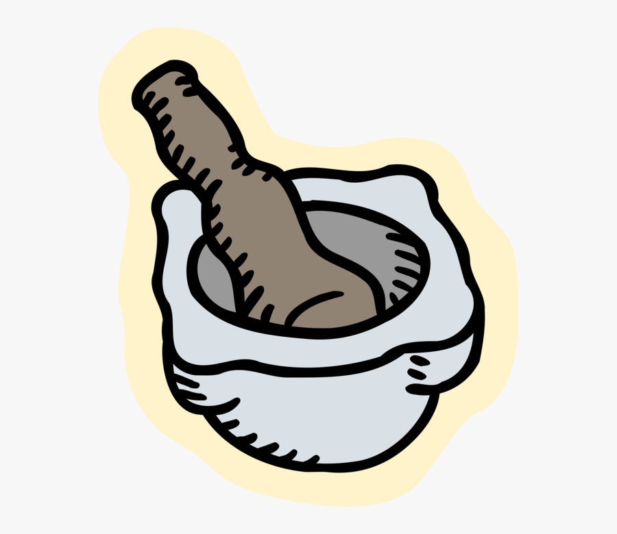 Vector Illustration Of Mortar And Pestle Prepare Ingredients - Kitchen Tools And Equipment, Transparent Clipart