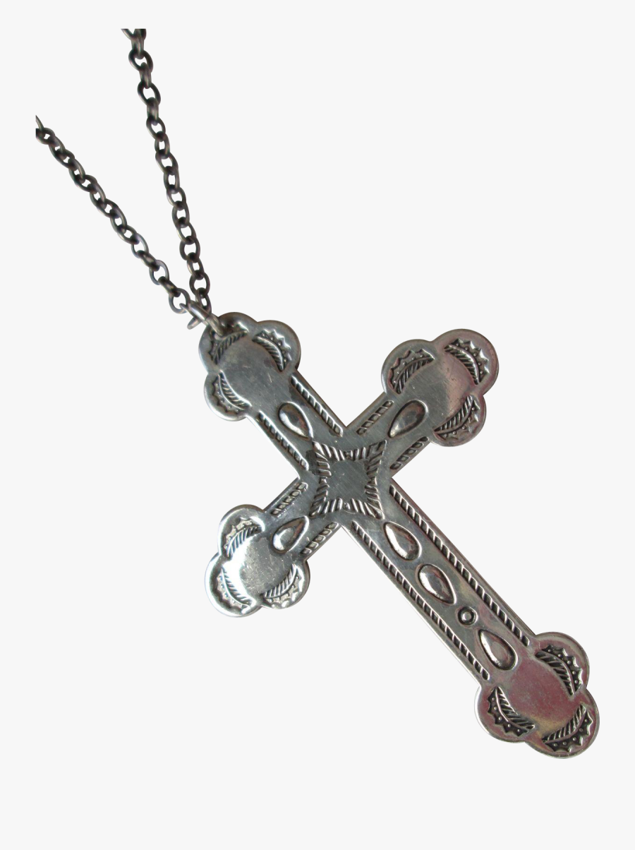 Vintage Bell Trading Sterling Silver Navajo Cross Pendant, Transparent Clipart