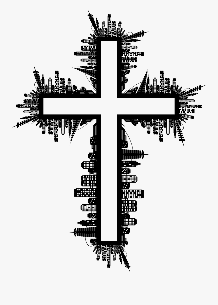 City Skyline Ii Big - City Skyline With Cross, Transparent Clipart