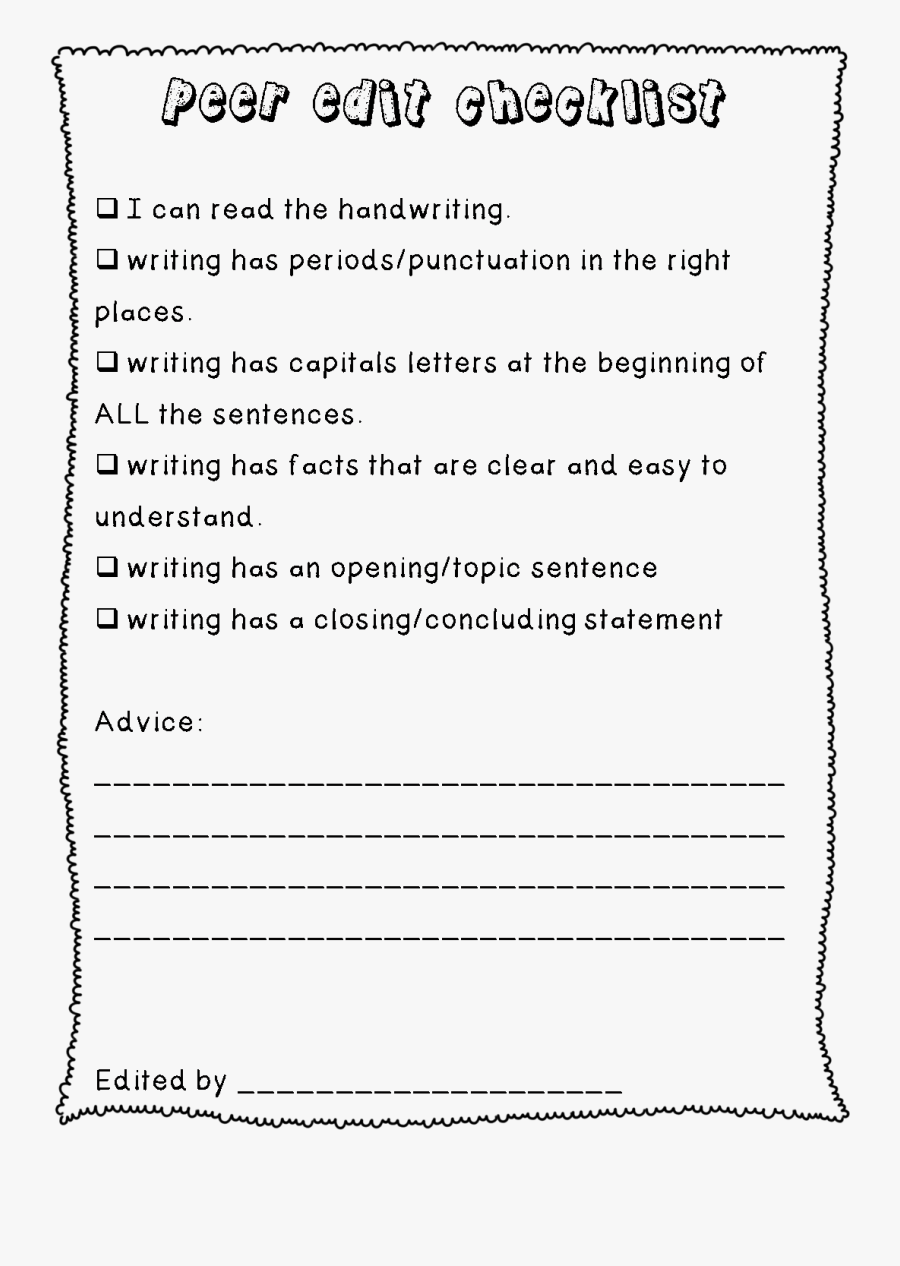Worksheet - Peer Edited Paper, Transparent Clipart