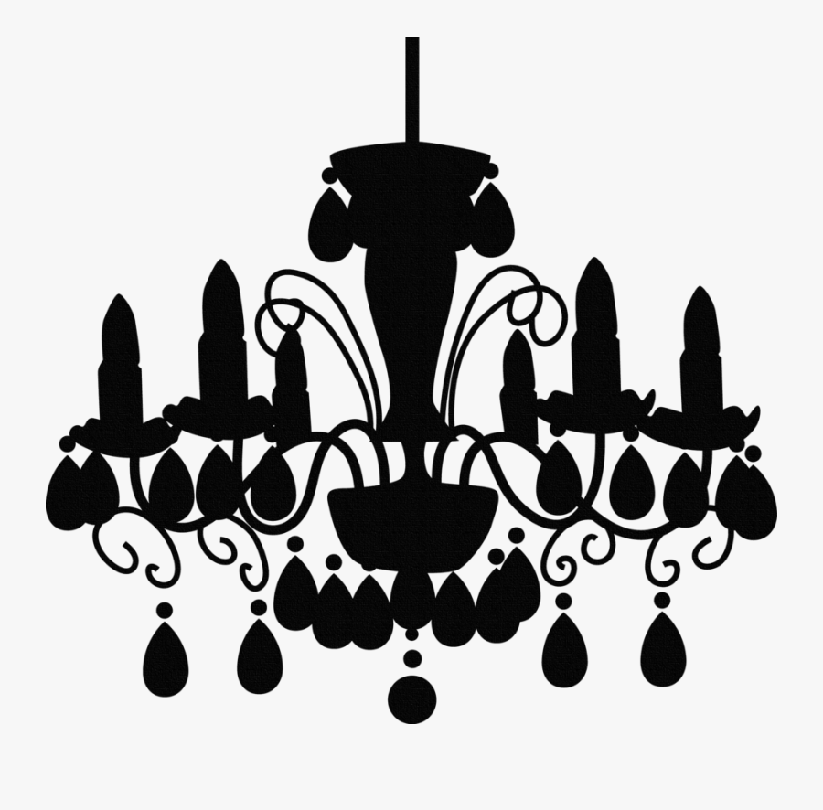 White Clip Art - Chandelier Silhouette Png, Transparent Clipart