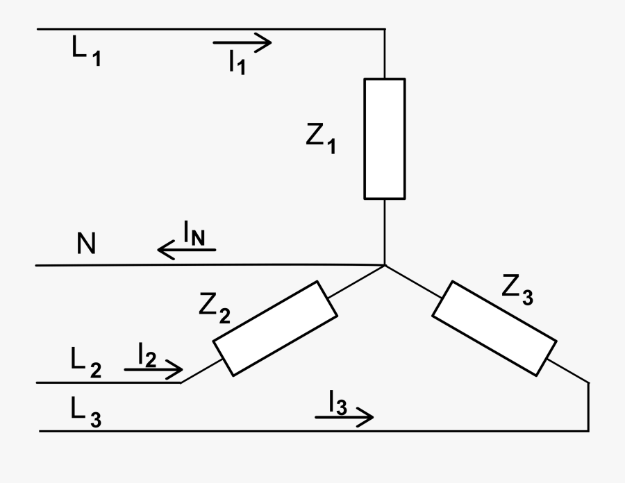 A Three-phase Electric Power Load Connected In Y Formation - Three Phase Power Load, Transparent Clipart
