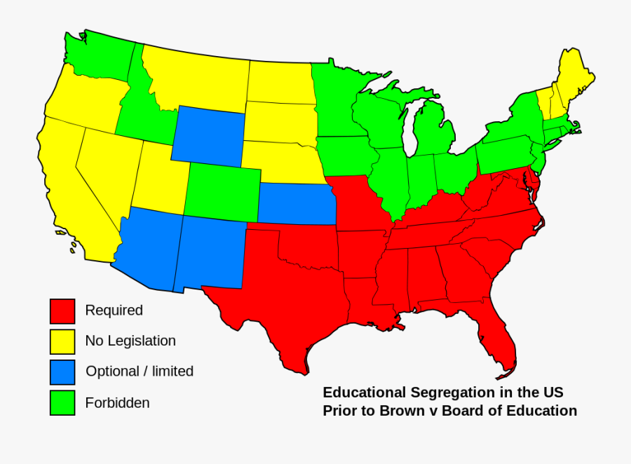 Education Road Map Clipart - Brown Vs Board Of Education States, Transparent Clipart