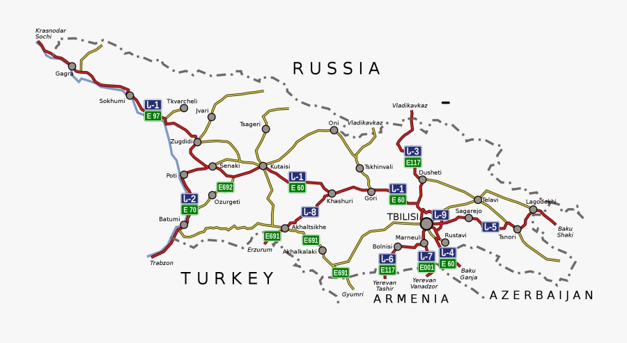 Clip Art File Road Svg Wikimedia - Georgia Country Road Map, Transparent Clipart