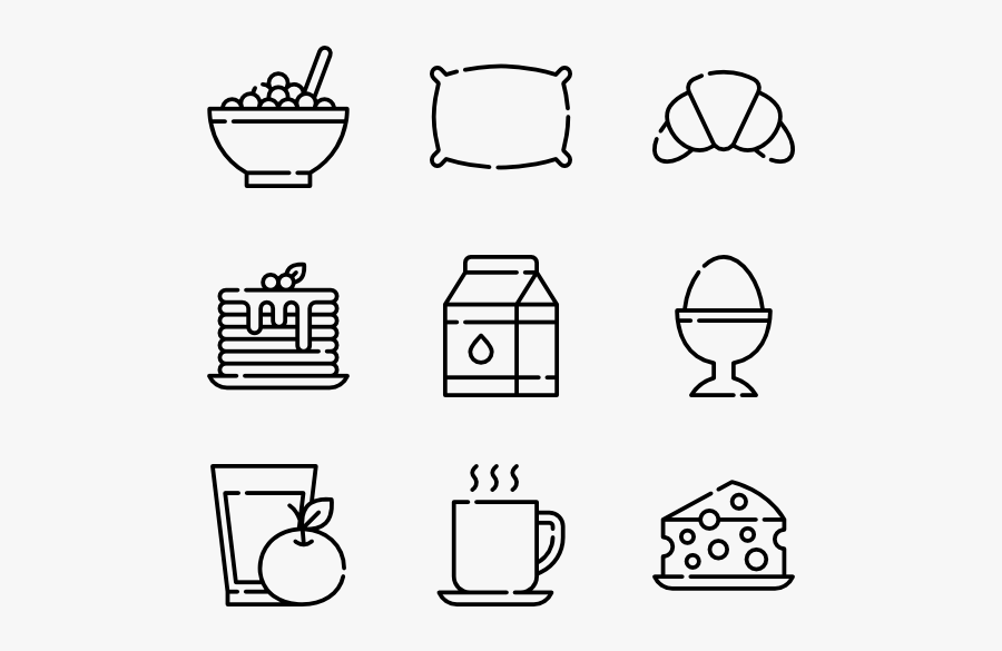 Clip Art Icons Free Bed And - Breakfast White Black Vector, Transparent Clipart