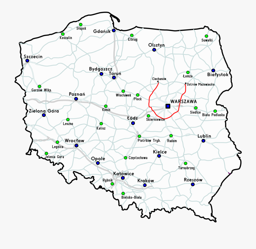 Map National 93 Road Warsaw Png File Hd Clipart - Poland Map Regions, Transparent Clipart