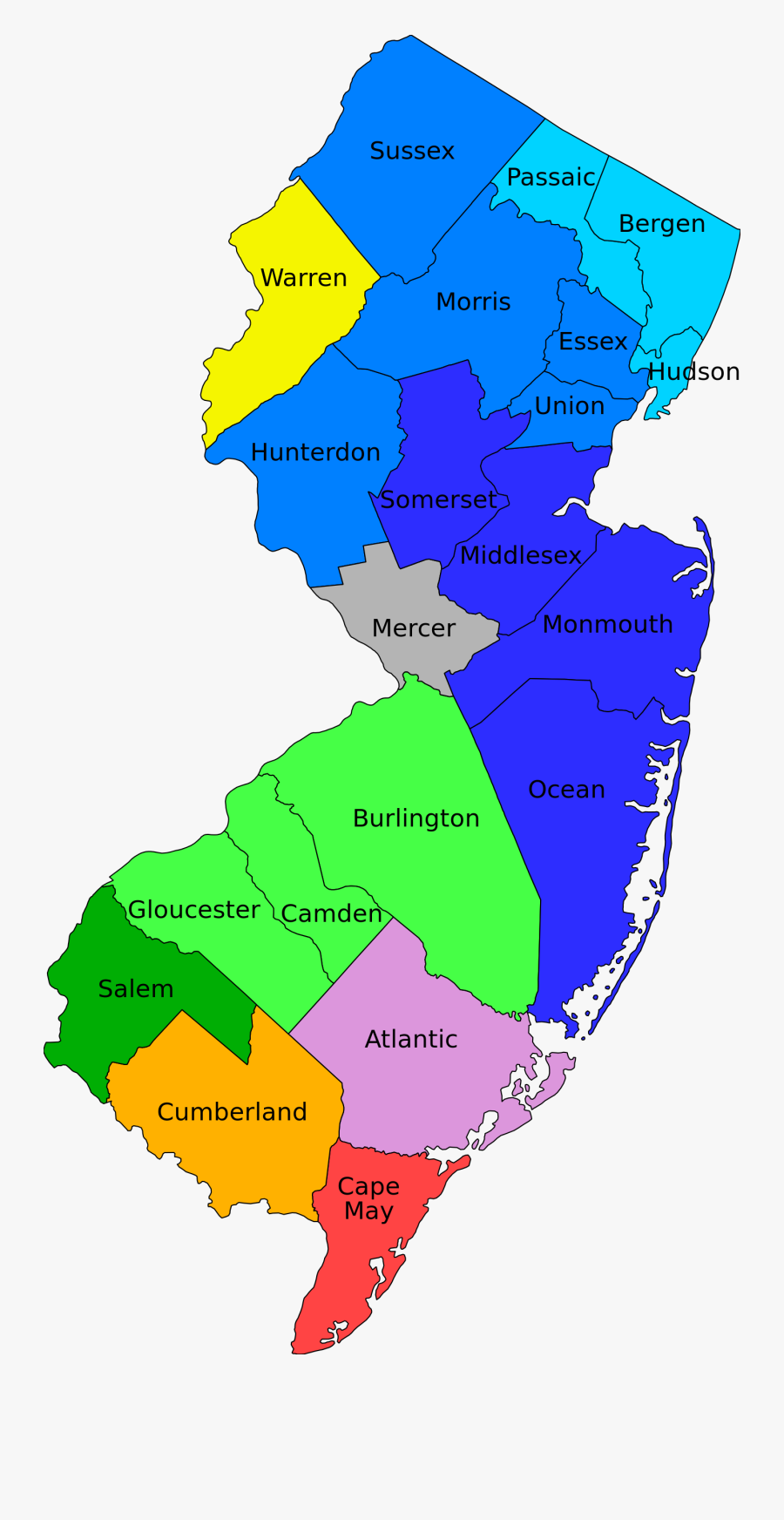 New Jersey Counties By - New Jersey, Transparent Clipart