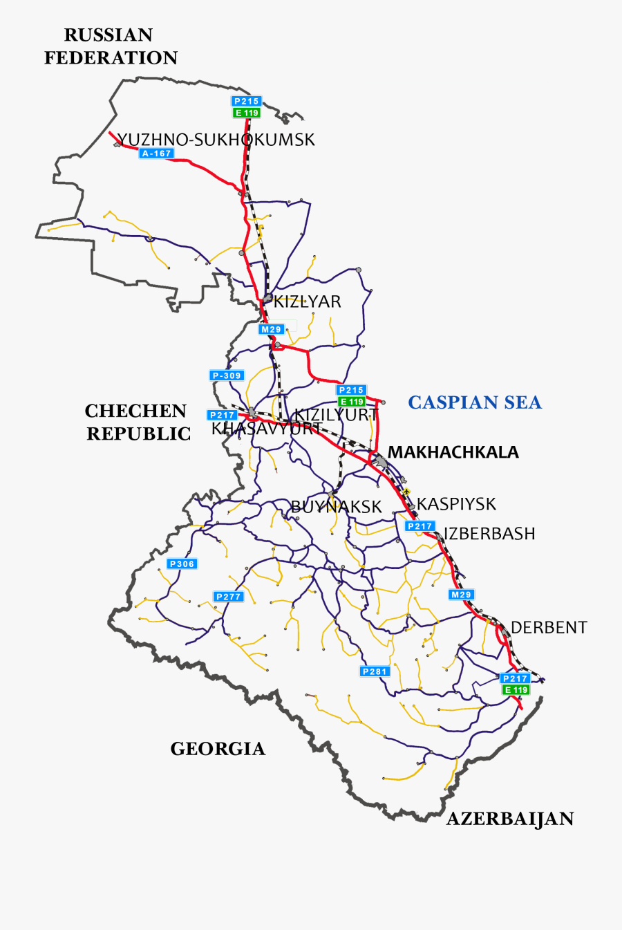 Road Map Of Dagestan - Dagestan Road Map, Transparent Clipart