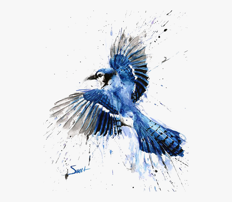 Transparent Sparrow Clipart - Blue Jay Watercolor, Transparent Clipart