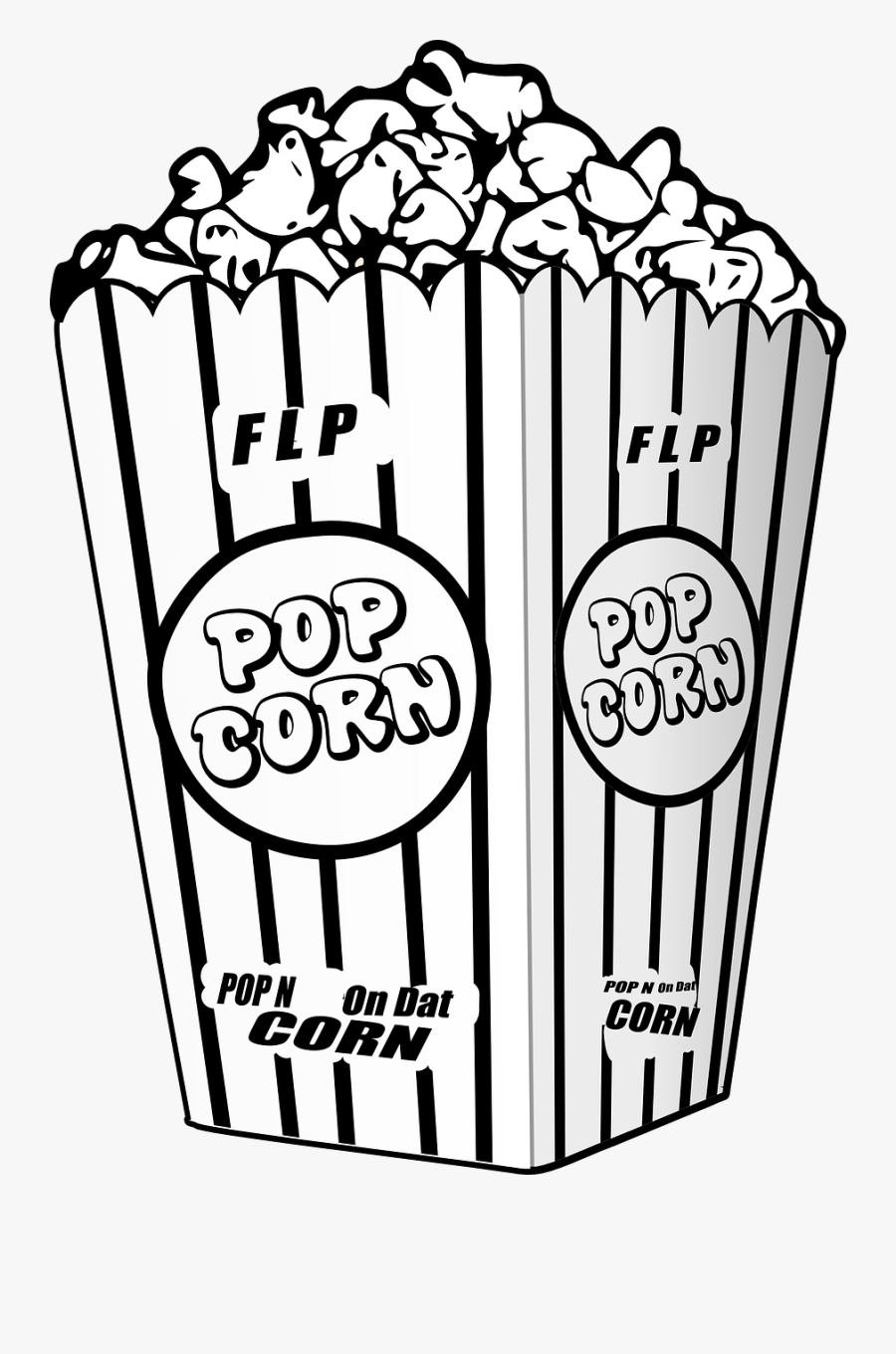 Popcorn, Movie, Entertain, Film, Cinema - Popcorn Clipart Black And White, Transparent Clipart