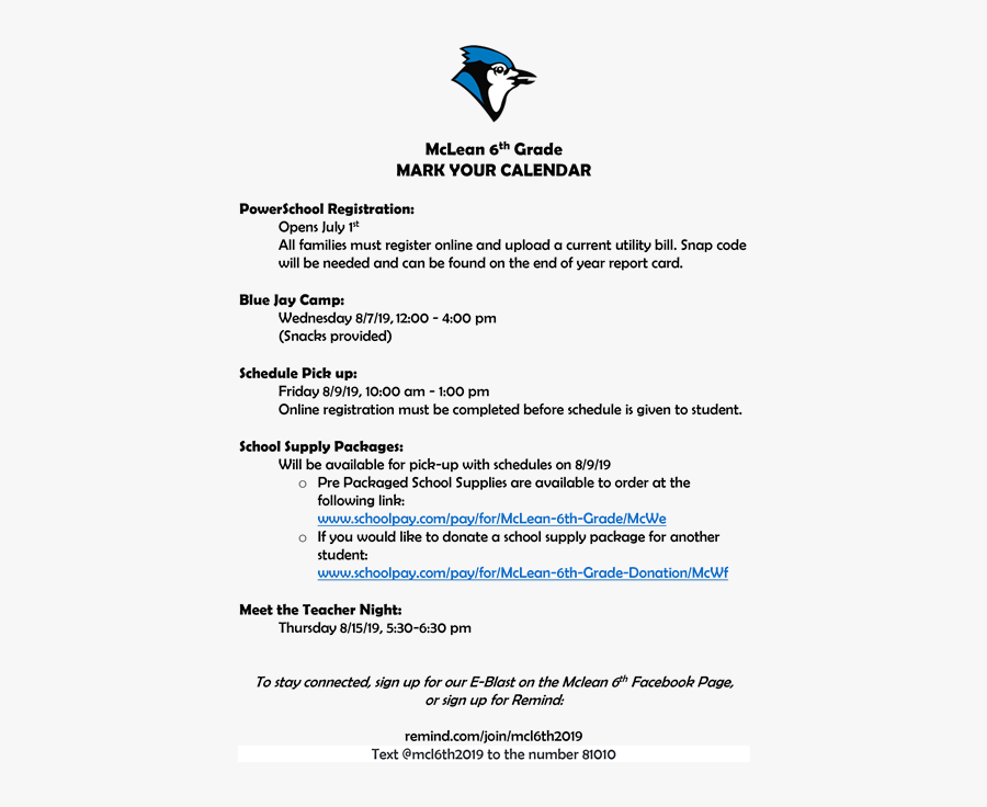 Mark Your Calendar - 6th Grade Blue Jays, Transparent Clipart
