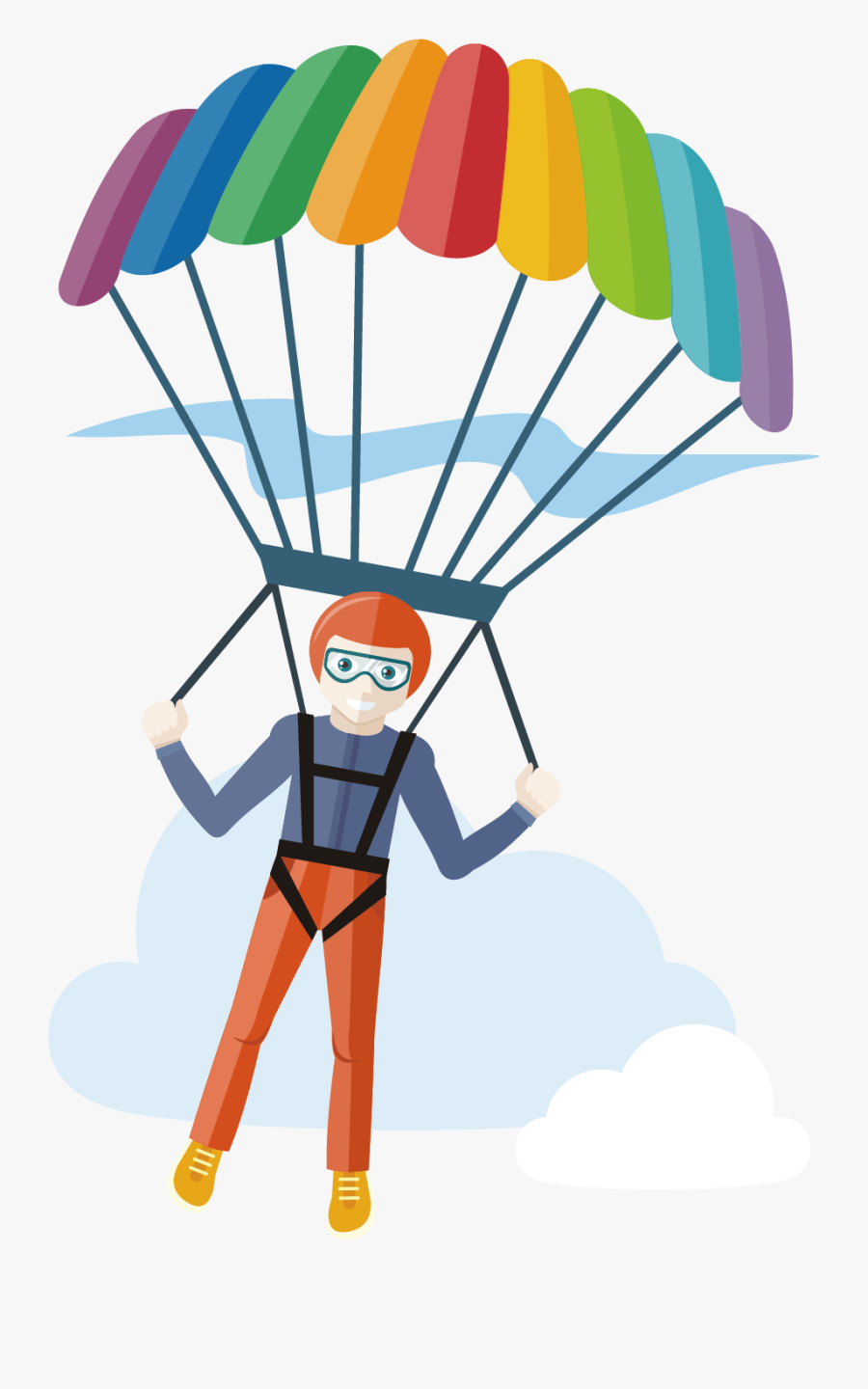 Transparent Parachute Png Skydiver Cartoon With Transparent