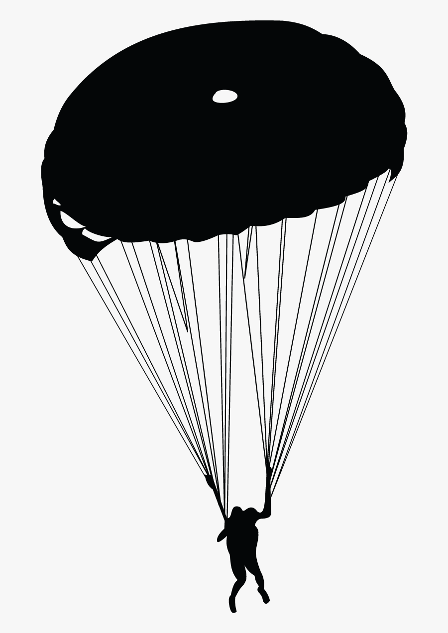 Parachute Silhouette Parachuting - Black In White Parachute, Transparent Clipart