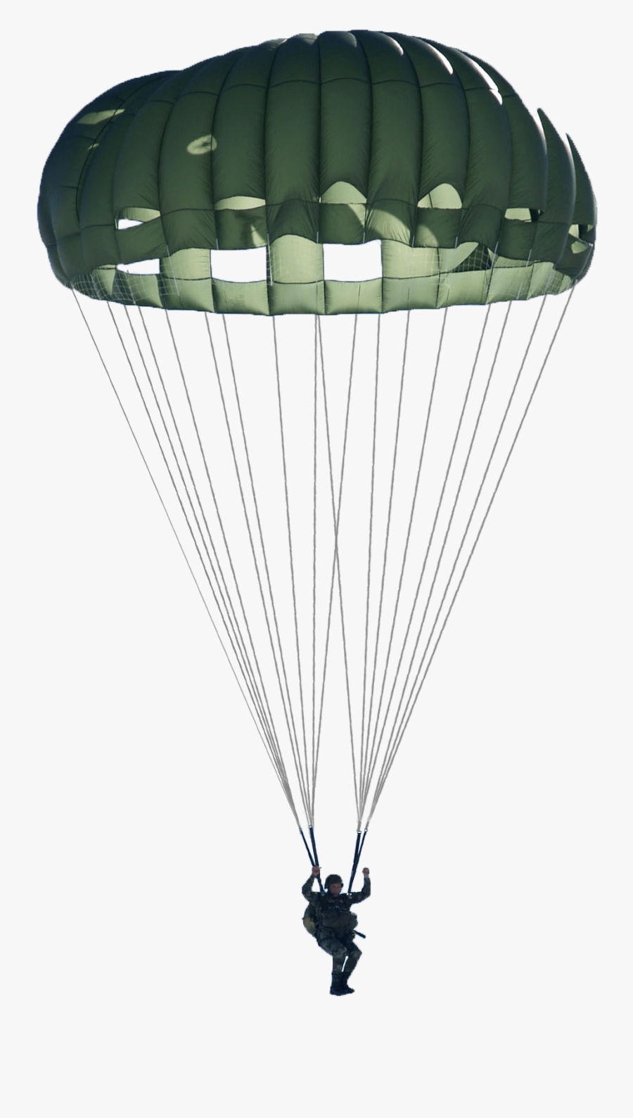 Green Military Parachute - Parachute Transparent, Transparent Clipart