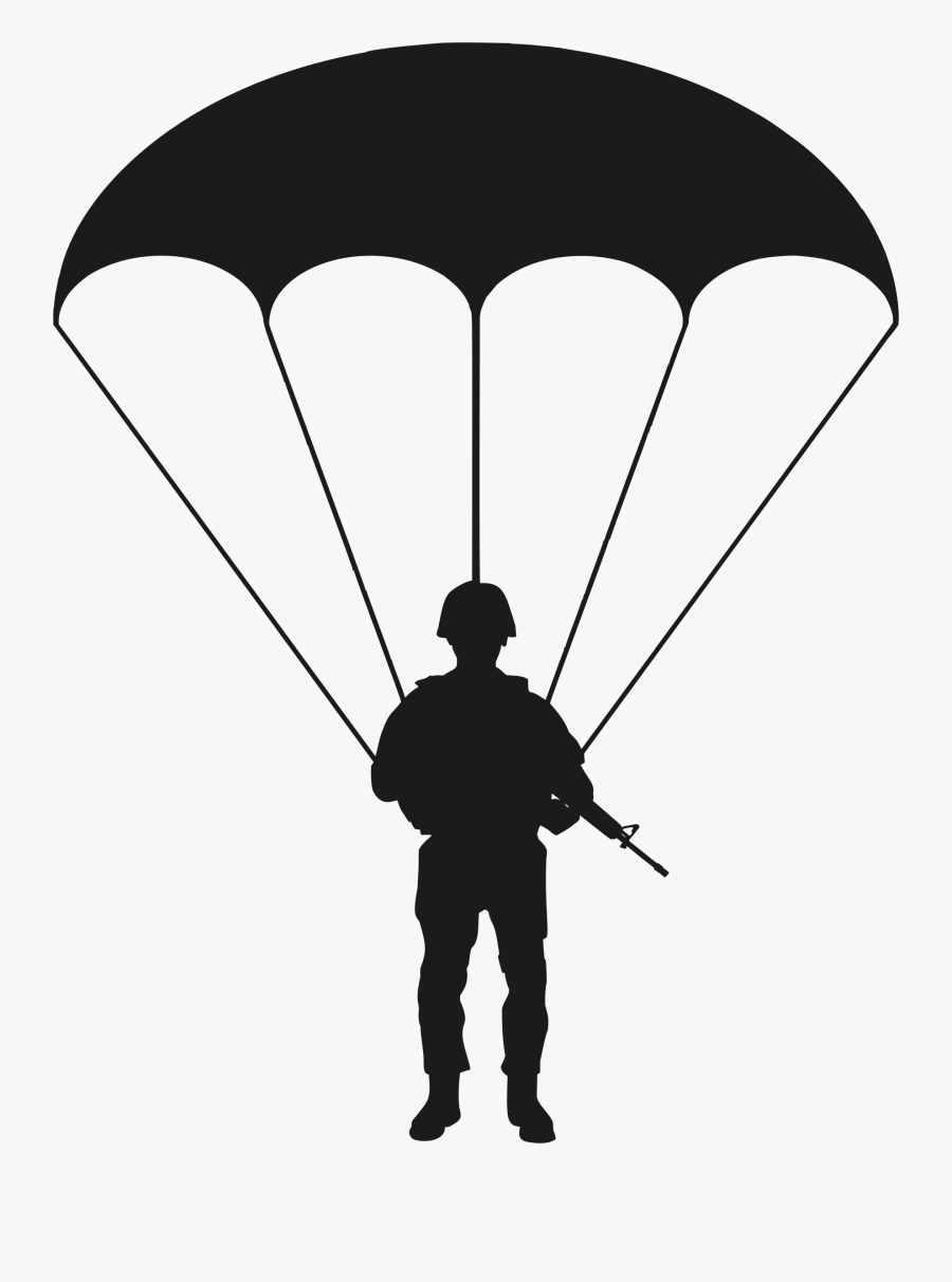 Paratrooper Silhouette Big Image - Paratrooper Silhouette, Transparent Clipart